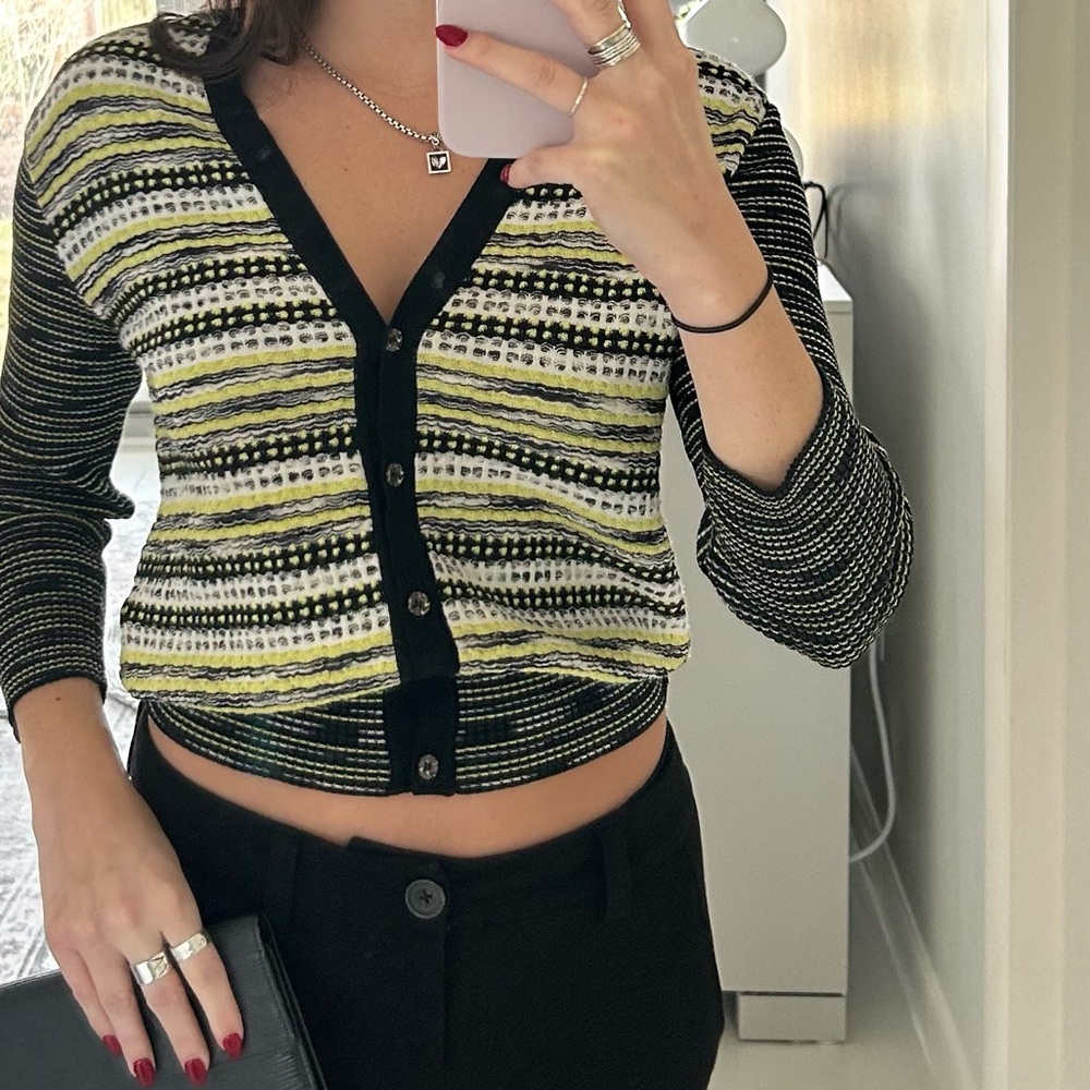 M MISSONI Summer Knitted Wool Acrylic Buttoned Cardigan